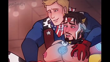 Iron boy x Captain america - steve x tony queer stroking masturbation cow yaoi hentai