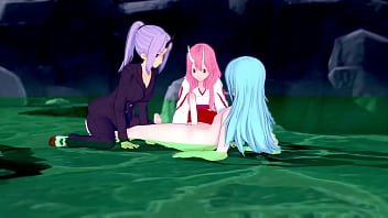 Shuna and Shion Rimuru in the red-hot springs - The time i got reincarnated as a slime Parody